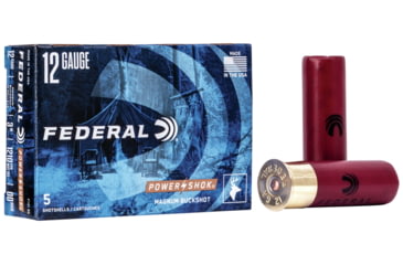Image of Federal Premium Power Shok 12 Gauge 15 Pellets 3in Buckshot Shotgun Ammo, 00 Buck Shot, 5 Rounds, F131 00