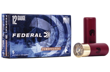 Image of Federal Premium Power Shok 12 Gauge 27 Pellets 2 3/4in Buckshot Shotgun Ammo, #4 5 Rounds, F127 4B