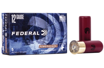 Image of Federal Premium Power Shok 12 Gauge 8 Pellets 2 3/4in Buckshot Shotgun Ammo, #000, 5 Rounds, F127 000