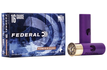 Image of Federal Premium Power Shok 16 Gauge 4/5oz Power Shok Rifled Slug Centerfire Shotgun Ammo, Rifled Slug Shot, 5 Rounds, F164 RS