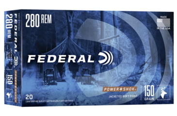Image of Federal Premium Power-Shok .280 150 Grain Jacketed Soft Point Centerfire Rifle Ammo, 20 Rounds, 280B