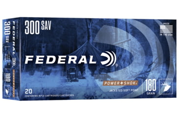 Image of Federal Premium Power-Shok .300 Savage 180 Grain Jacketed Soft Point Centerfire Rifle Ammo, 20 Rounds, 300B