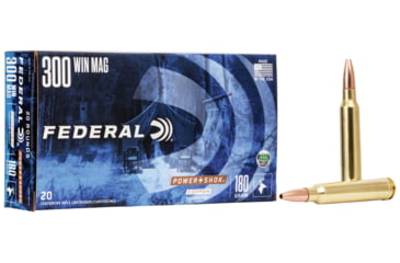Image of Federal Premium Power-Shok Copper .300 Winchester Magnum 180 Grain Copper Hollow Point Centerfire Rifle Ammo, 20 Rounds, 300W180LFA