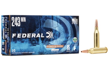 Image of Federal Premium Power-Shok Copper .243 Winchester 85 Grain Copper Hollow Point Centerfire Rifle Ammo, 20 Rounds, 24385LFA