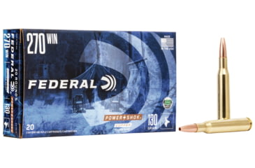 Image of Federal Premium Power-Shok Copper .270 Winchester 130 Grain Copper Hollow Point Centerfire Rifle Ammo, 20 Rounds, 270130LFA