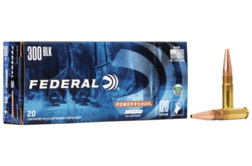 Image of Federal Premium Power-Shok Copper .300 AAC Blackout 120 Grain Copper Hollow Point Centerfire Rifle Ammo, 20 Rounds, 300BLK120LFA