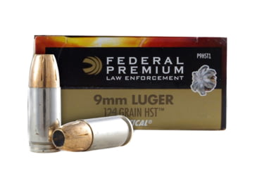 Image of Federal Premium Personal Defense HST 9mm Luger 124 Grain Jacketed Hollow Point Nickel Plated Brass Cased Centerfire Pistol Ammo, 1000 Rounds, FEDEP9HST1CS