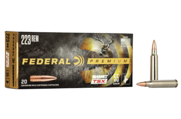Image of Federal Premium Barnes TSX 223 Rem 55 Grain Barnes Triple-Shock X Bullet Centerfire Rifle Ammo, 20 Rounds, P223S