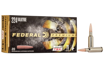 Image of Federal Premium BARNES TSX .224 Valkyrie 78 Grain Barnes Triple-Shock X Centerfire Rifle Ammo, 20 Rounds, P224VLKBTSX1