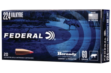 Image of Federal Premium Rifle Ammo, .224 Valkyrie, V-Max, 60 grain, 50 Rounds, V224VLKVM60B