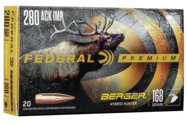 Image of Federal Premium Berger Hybrid Hunter 280 Ackley Improved 168 Grain Berger Hybrid Centerfire Rifle Ammo, 20 Rounds, P280AIBCH1