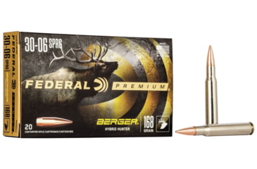Image of Federal Premium Berger Hybrid Hunter 30-06 Springfield 168 Grain Berger Hybrid Centerfire Rifle Ammo, 20 Rounds, P3006BCH1