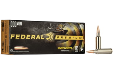 Image of Federal Premium BERGER HYBRID HUNTER .300 Winchester Short Magnum 185 Grain Berger Hybrid Centerfire Rifle Ammo, 20 Rounds, P300WSMBCH1