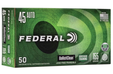 Image of Federal Premium Lawman RHT .45 ACP 155 Grain Frangible Brass Cased Centerfire Pistol Ammo, 50 Rounds, BC45CT1