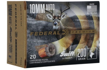 Image of Federal Premium Swift A-Frame 10mm Auto 200 Grain Swift A-Frame Nickel Plated Brass Cased Centerfire Pistol Ammo, 20 Rounds, P10SA