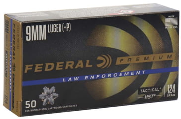 Image of Federal Premium Tactical 9 mm +P 124 Grain Jacketed Hollow Point Nickel Plated Brass Cased Centerfire Pistol Ammo, 50 Rounds, P9HST3