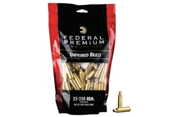 Image of Federal Premium Unprimed Empty Brass-Rifle, 22-250 Rem, PR22250UPB100