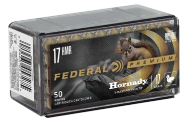 Image of Federal Premium Varmint &amp; Predator Hornady V-Max 17 HMR 17 Grain Rimfire Ammo, 50 Rounds, P771