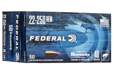 Image of Federal Premium Varmint &amp; Predator Rifle Ammo, .22-250 Remington, Hornady V-Max, 40 grain, 50 Rounds, V22250VM40B