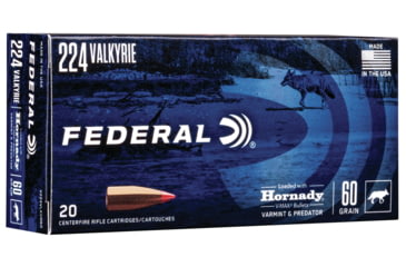 Image of Federal Premium Varmint &amp; Predator Rifle Ammo, .224 Valkyrie, Hornady V-Max, 60 grain, 20 Rounds, V224VLKVM60