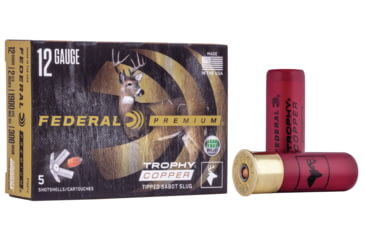 Image of Federal Premium Vital Shok 12 Gauge 300gr oz Trophy Copper Sabot Slug Centerfire Shotgun Ammo, Slug Shot, 5 Rounds, P152 TC, P152 TC