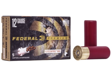 Image of Federal Premium Vital Shok 12 Gauge 9 Pellets Buckshot with Flitecontrol Wad Centerfire Shotgun Ammo, 00 Buck Shot, 5 Rounds, PFC154 00