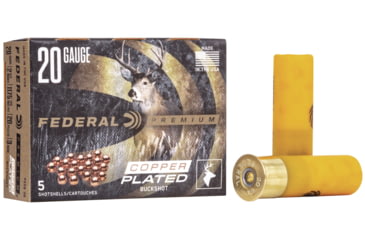 Image of Federal Premium Vital Shok 20 Gauge 20 Pellets Buckshot Centerfire Shotgun Ammo, 3 Shot, 5 Rounds, P256 3B