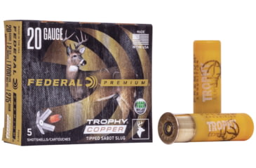 Image of Federal Premium Vital Shok 20 Gauge 275gr oz Trophy Copper Sabot Slug Centerfire Shotgun Ammo, Slug Shot, 5 Rounds, P208 TC, P208 TC