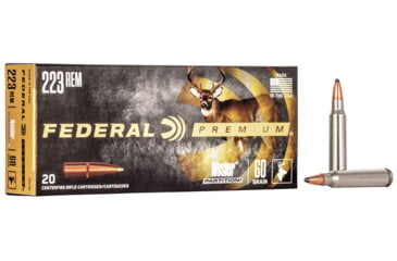 Image of Federal Premium Vital-Shok Rifle Ammo, .223 Remington, Nosler Partition, 60 grain, 20 Rounds, P223Q