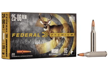 Image of Federal Premium Vital-Shok Rifle Ammo, .25-06 Remington, Nosler Partition, 115 grain, 20 Rounds, P2506E
