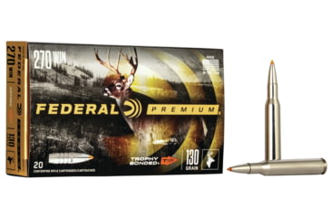 Image of Federal Premium VITAL-SHOK .270 Winchester 130 Grain Trophy Bonded Tip Centerfire Rifle Ammo, 20 Rounds, P270TT1