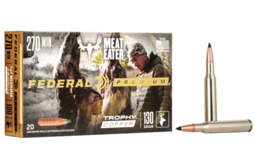 Image of Federal Premium VITAL-SHOK .270 Winchester 130 Grain Trophy Copper Centerfire Rifle Ammo, 20 Rounds, P270TC1