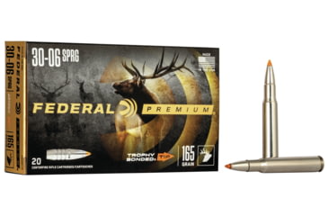 Image of Federal Premium VITAL-SHOK, .30-06 Springfield, 165 Grain, Trophy Bonded Tip, Centerfire Rifle Ammo, 20 Rounds, P3006TT2