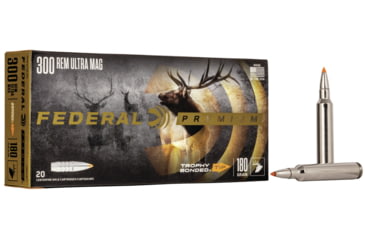 Image of Federal Premium VITAL-SHOK .300 RUM 180 grain Trophy Bonded Tip Centerfire Rifle Ammo, 20 Rounds, P300RUMTT1