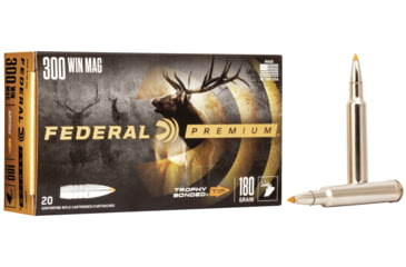 Image of Federal Premium VITAL-SHOK .300 Winchester Magnum 180 Grain Trophy Bonded Tip Centerfire Rifle Ammo, 20 Rounds, P300WTT1