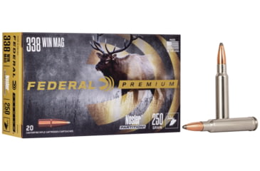 Image of Federal Premium 338 Winchester Magnum 250 Grain Nosler Partition Rifle Ammo, 20 Rounds, P338B2