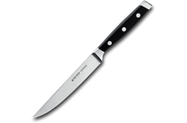 Image of FELIX Steak Knife, 9in Overall, 4.75in, Satin Finish X50CrMoV15 Stainless Blade, Black Plastic Handle, 814612