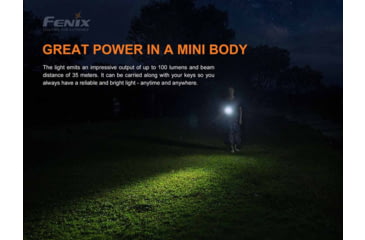 Image of Fenix E01 V2, Flashlight, White LED, 100 Lumens, 2.62 Long, Anodized Finish, Black, Includes 1-AAA Battery