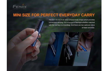 Image of Fenix E01 V2, Flashlight, White LED, 100 Lumens, 2.62 Long, Anodized Finish, Black, Includes 1-AAA Battery