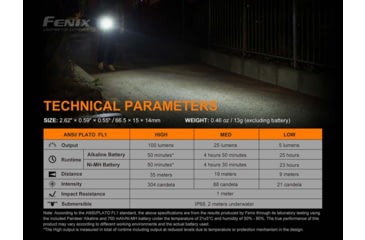 Image of Fenix E01 V2, Flashlight, White LED, 100 Lumens, 2.62 Long, Anodized Finish, Black, Includes 1-AAA Battery