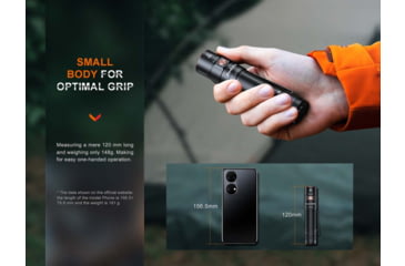 Image of Fenix E35R, Flashlight, White LED, 3,100 Lumens, 4.72 Long, Anodized Finish, Black, Includes Rechargeable ARB-L21-5000 Battery and USB Type-C Charging Cable