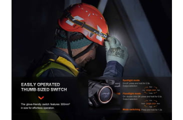 Image of Fenix HM71R, Headlamp, White LED, 2,700 Lumens, Matte Finish, Black, Includes Headband and Rechargeable ARB-L21-5000 Battery