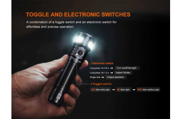 Image of Fenix LD35R, Flashlight, White/Red/Blue LED, 1,800 Lumens, Anodized Finish, Black, Includes Rechargeable 18650 Battery and USB Type-C Charging Cable