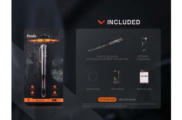 Image of Fenix T6 Penlight, Tactical Pen with Flashlight, White LED, 80 Lumen, Anodized Finish, Black, Includes Built-in 100mAh Li-Polymer Battery and USB Type-C Charging Cable