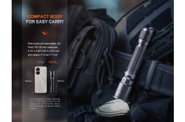 Image of Fenix TK11R, Flashlight, White LED, 1,600 Lumens, Anodized Finish, Black, Includes Rechargeable 18650 Battery and USB Type-C Charging Cable