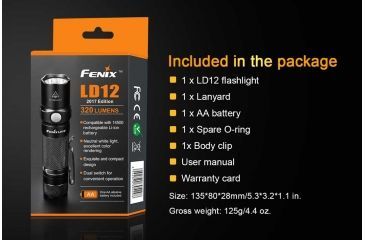 Image of Fenix LD12 2017 Edition Flashlight, 320 Lumens, Black LD12XPBK-B