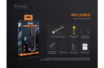 Image of Fenix BC26R Lithium Ion 1600 Lumens Bike Light, Black, BC26RXBK