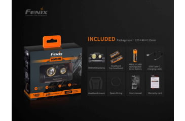 Image of Fenix Lighting HM65R Lithium Ion 1400 Lumens Cree XM-L2 U2 , XP-G2 R5 LED Headlamp, Black, HM65RL2BK