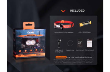 Image of Fenix HM65R-T V2.0 Lithium Ion 1600 Lumens Luminus SST40 LED, Luminus SST20 LED Headlamp, Black, HM65RTV2BK