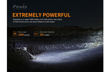 Image of Fenix Lighting LD30 Lithium Ion 1600 Lumens Luminus SST40 LED Flashlight, Black, LD30XLBK-RB